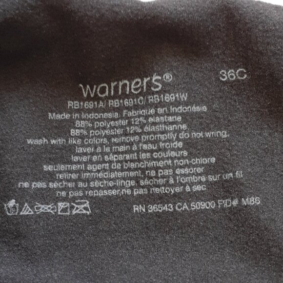NWT Warners Cloud 9 Super Soft Underwire Lightly Lined T-Shirt Bra Black 36C - Picture 3 of 13